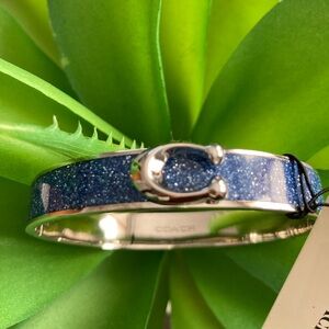 Coach Blue Glitter Hinged Bangle Bracelet